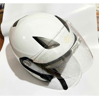 全新 半罩式安全帽 雙鏡片 內藏墨鏡安全帽 白色 CNS認證 台灣製 (板橋)
