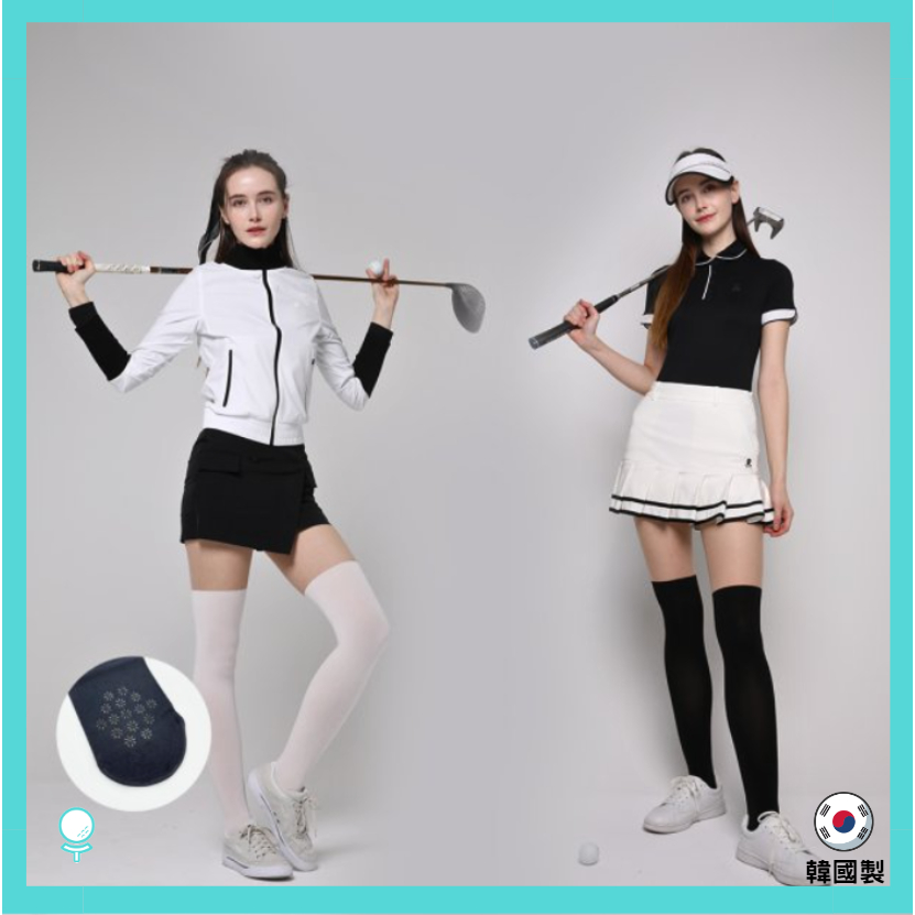 【韓國CLOBIRDIE 2合1防曬絲襪（過膝）黑/白】高爾夫絲襪 防曬用品 TEE PARTY