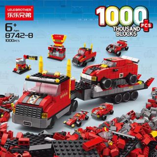 8742-8賽車拖車經典6合1樂樂兄弟1000+造型袋裝積木 兒童 積木玩具 小顆粒 玩具積木益智 DIY 交換禮物