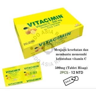 VITACIMIN VITAMIN C-500mg Tablet Hisap Fresh Lemon 2 pcs