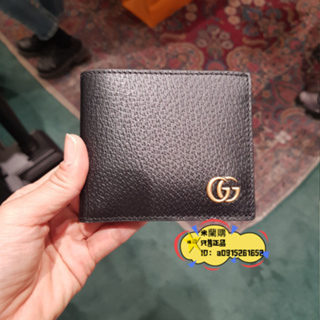 『悅悅 米蘭購』專櫃代購 GUCCI 古馳黑色 GG LOGO 8卡短夾 皮夾 錢包 錢夾 428726二手