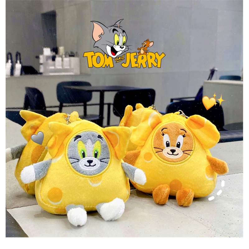 正版授權Tom &amp;Jerry湯姆貓與傑利鼠起司吊飾（附包裝盒）乳酪起司湯姆貓和傑瑞鼠毛絨吊飾