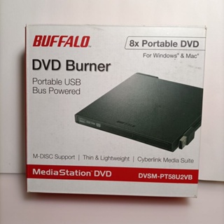 九成新/BUFFALO 8x 外接式 DVD 燒錄機，支援 M-DISC (DVSM-PT58U2VB )