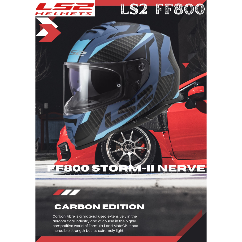 🆓送防霧片🍀Lucky幸運安全帽🍀LS2 FF800 STORM-IIRACER 消光黑藍 內墨鏡 耳機槽 排齒扣 全罩