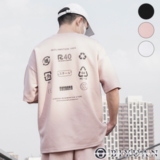 【OBIYUAN】短t 韓國 太空棉 厚磅 電繡 PE回收 短袖 衣服 上衣 3色【GJ5190】