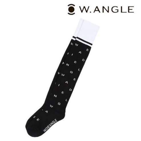 韓國W.ANGLE WWU23S09Z1 英文LOGO配色 半筒襪 黑/白 兩色