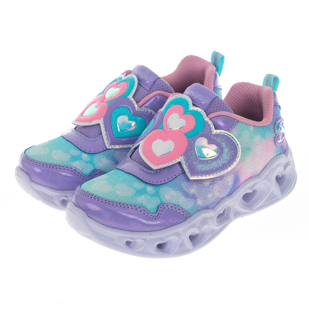 SKECHERS 童鞋 女嬰童系列燈鞋 HEART LIGHTS - 302693NLVLP