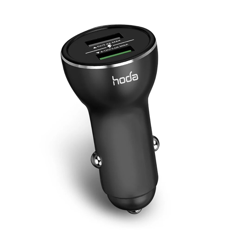 【hoda®】鋁合金車充 智能雙孔快速充電 (支持閃充OPPO VOOC與其他多款快充協議)｜雙USB PD快充 車用