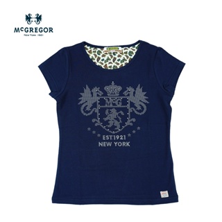 MCGREGOR 瑪格麗格 針織短袖印花圓領T恤-女童款(151766品牌傳統圖騰印花加燙鑽)