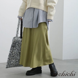 Te chichi 光澤感後鬆緊腰設計緞面長裙(FC37L0L1280)