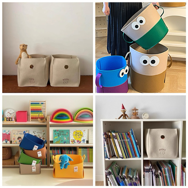 現貨·毛氈折疊收納籃▪️韓國🇰🇷家居用品 嬰兒房兒童房裝飾 玩具雜物箱