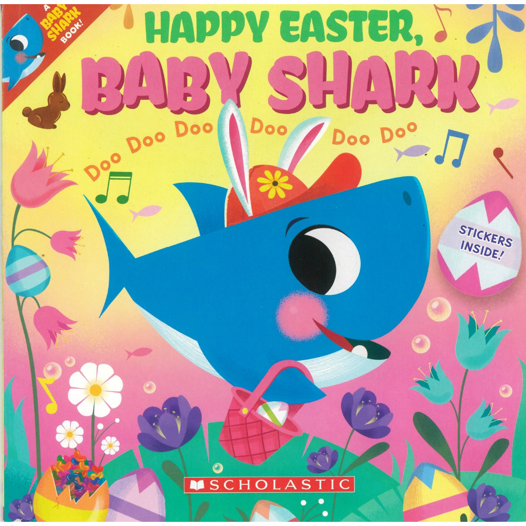 HAPPY EASTER BABY SHARK復活節童謠英文繪本/內附貼紙【麥克兒童外文書店】