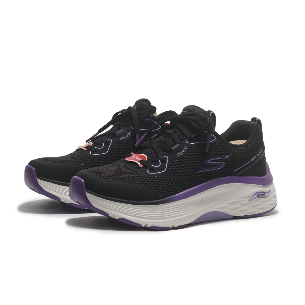 SKECHERS 慢跑鞋 GO RUN MAX CUSHIONING 黑紫 寬楦 女 128928WBKPR