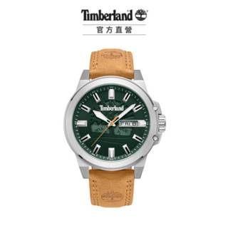 Timberland 男錶CANFIELD系列 DAY-DATE多功能腕錶 皮帶-綠/小麥色(TDWGB0040802)