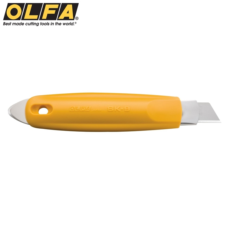 找東西(右左手通用)OLFA可自動收回刀片的工作刀美工刀SK-9(尾端式鐵片可作螺絲起子/撬刀)倉儲物流彈簧刀開綑開箱刀