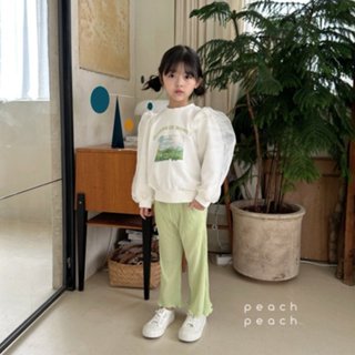 miss mini 韓國童裝 peach peach 24春裝 輕薄條紋 微喇叭長褲 女童