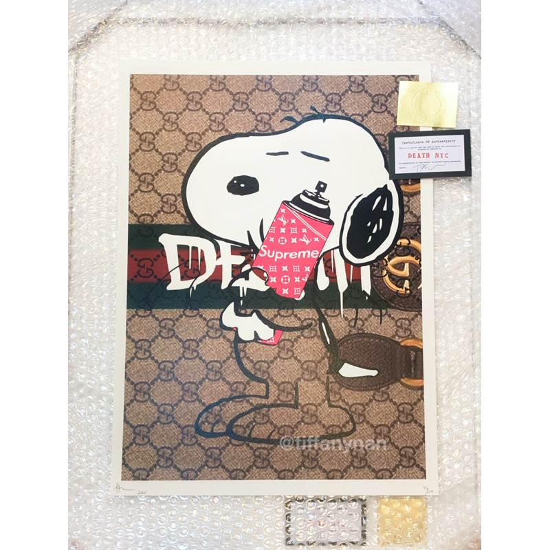 DEATH NYC 作品 保證正品 翻玩snoopy gucci 潮流藝術 送禮自用 現貨實拍 版畫 （均有證書、貼紙）