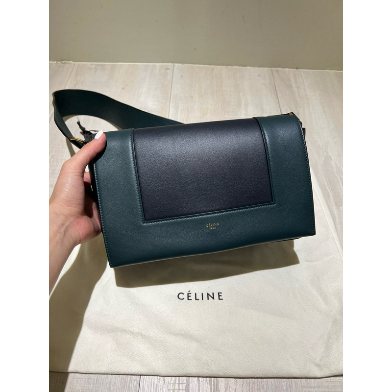 CELINE old Celine Frame Medium 斜背包(黑綠)