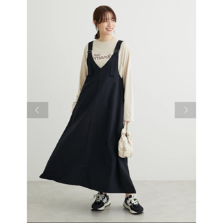 日本地球音樂earth music旗下品牌黑色吊帶連身裙背心裙洋裝吊帶裙背帶裙