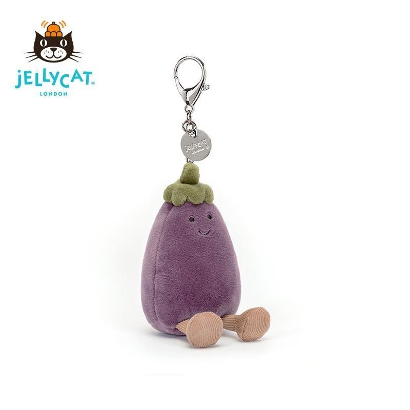 台灣出貨 英國Jellycat 迷人茄子 包包吊飾 鑰匙圈 毛絨玩具 娃娃公仔