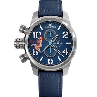 elegantsis JF48QS機頭藝術-女郎計時手錶-藍/48mm ELJF48QS-OU02LC