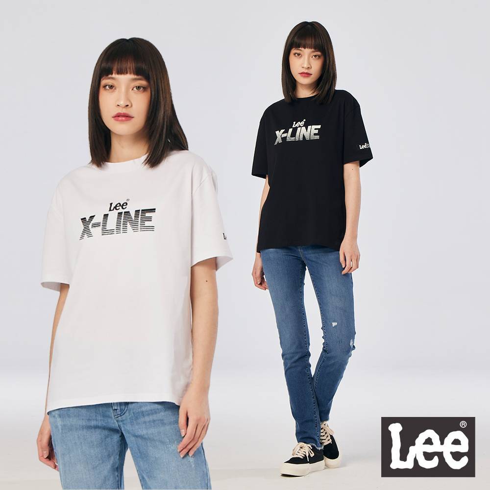 Lee 文字漸層短袖T恤 女 X-LINE 經典白LL220034K14 夢幻黑LL220034K11