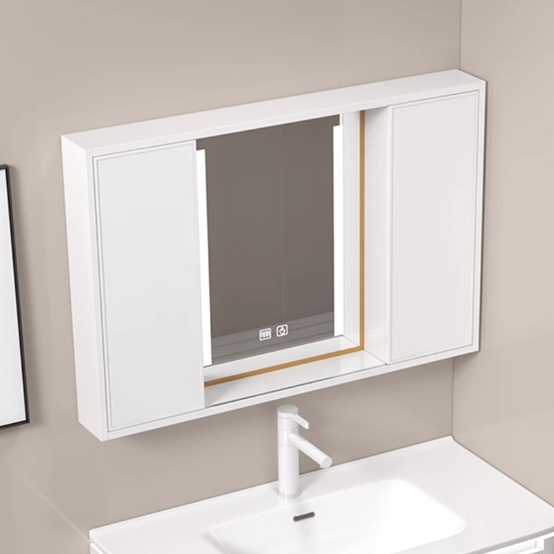 簡約衛生間隱藏式推拉浴室鏡櫃一體洗漱臺掛墻式單獨置物架收納鏡