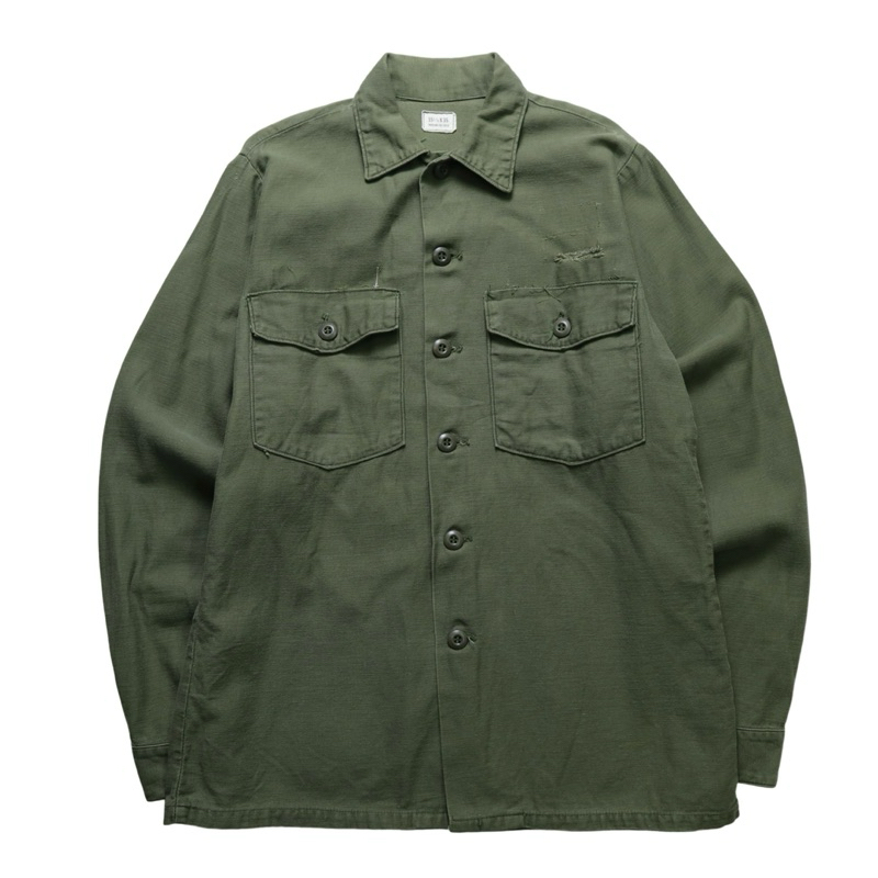 「富士鳥」古著 70s US ARMY OG107 Utility Shirt 美軍公發襯衫