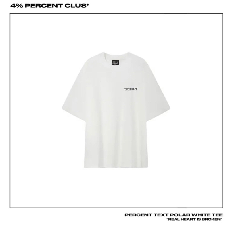（售完）4 percent club極地白小標短袖T恤（M號）4%club