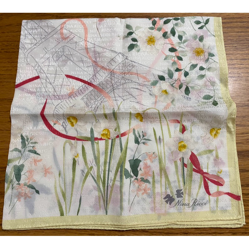 日本手帕   絲綿手帕 silk cotton nina ricci no.172-2 57cm 可當領巾