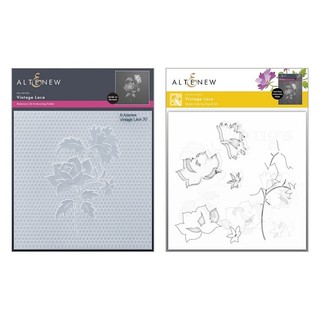 『牧莎記事』Altenew 3D浮雕壓模 + 3入套色型版 Vintage Lace-ALT-7086BN