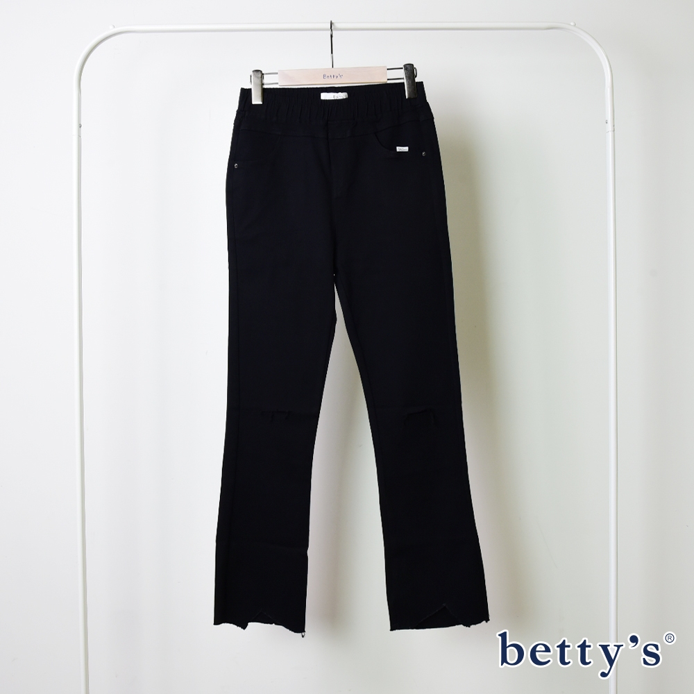 betty’s貝蒂思(15)刷破造型褲管小喇叭褲(黑色)