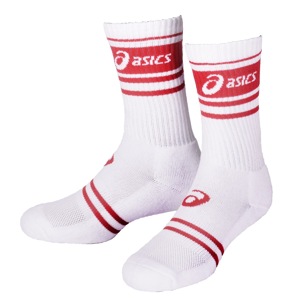 ASICS 籃球襪 襪子 白紅 台灣製 贈品襪子 請勿轉售 3063A061-100