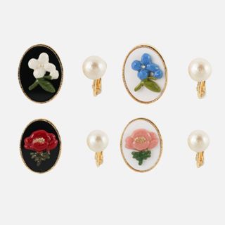 | OSEWAYA | 燦爛繁花耳夾 優雅花店 珍珠 螺旋耳夾 日本飾品 日本製造