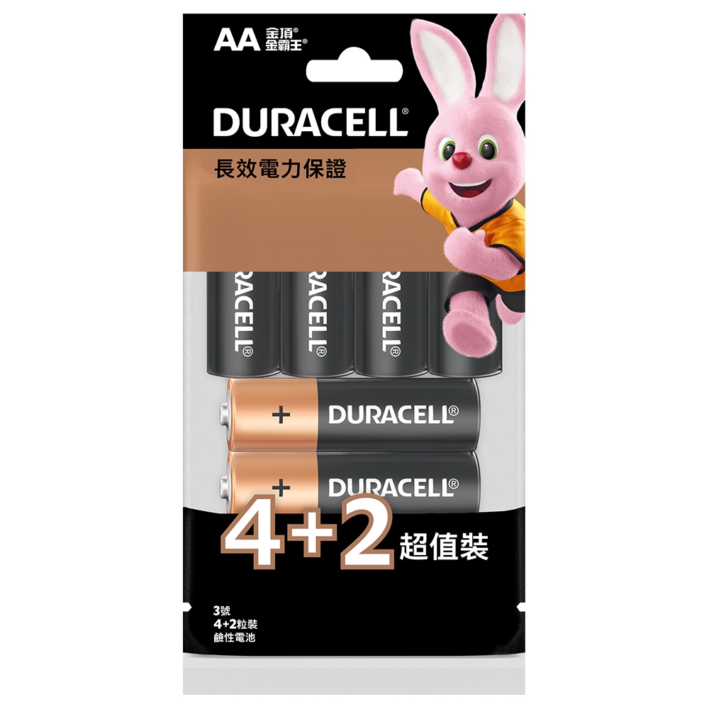 DURACELL 金頂 鹼性電池 3號AA 4+2入袋裝【官方旗艦店】