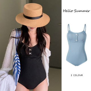 Hello Summer 現貨實拍❤️小清新蝴蝶結連身泳衣無鋼圈泳衣 2941