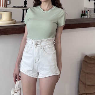 【DOEFF現貨】鬚邊高腰牛仔短褲 牛仔短褲 短褲女 高腰 黑褲 緊身褲 牛仔褲女 高腰牛仔褲 黑色牛仔褲 高腰短褲