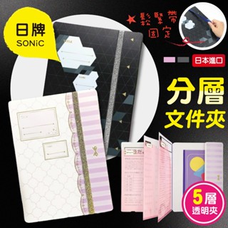【現貨+發票】SONiC 日本 分層檔案夾 檔案夾 資料夾 A4分層檔案資料夾 五層 資料收納 收納盒 資料盒