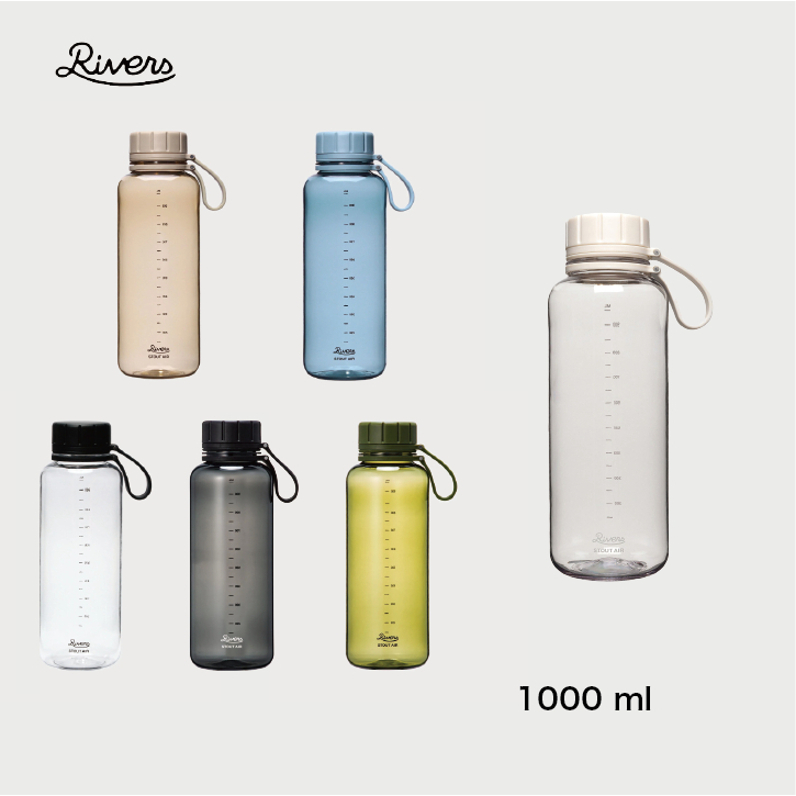 現貨【明天是週末】日本 Rivers Stout Air 透明水瓶 1000ml 附防潑濺擋片