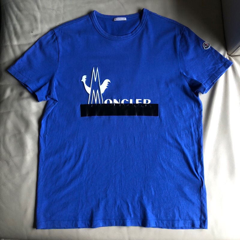 保證正品 Moncler 藍色 白logo 短袖T恤 短T size XL