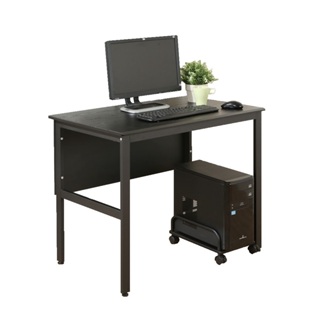 《DFhouse》頂楓90公分電腦辦公桌+主機架 黑橡木色