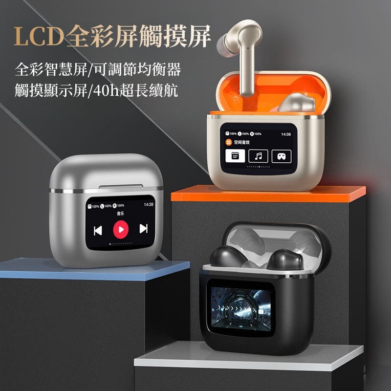 台灣出貨 新款 T68Pro降噪藍牙耳機 TWS真無線 LCD藍牙耳機 智能觸屏 藍牙主動無線智能商務入耳式運動耳機