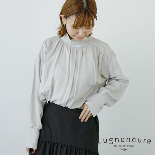 Lugnoncure 胸前抓摺高領落肩長袖襯衫上衣(FD34L0A0480)