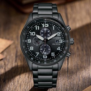 CITIZEN 星辰 Chronograph 光動能 碼錶計時三眼腕錶-43mm CA0775-79E