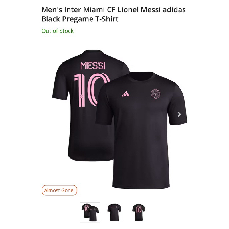美國 Adidas 邁阿密國際 梅西 Messi 黑色 粉紅字體 透氣排汗 短袖 上衣 Tee 球員背號 足球 C羅