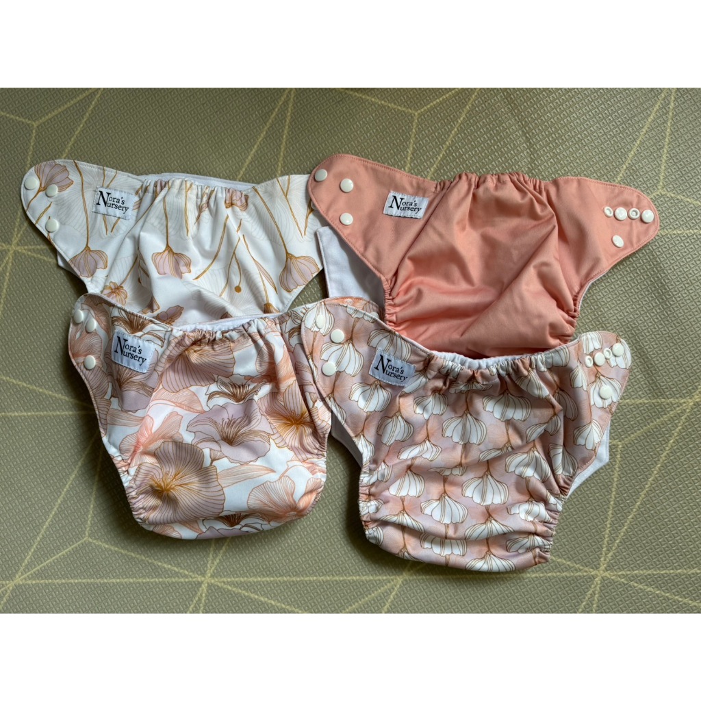 [二手出清/超少用極新] Nora's Nursery 口袋型環保布尿布一組(七片布尿布+七片尿墊)
