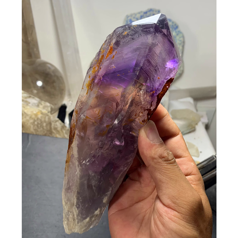 天然巴西紫羅蘭水晶柱紫水晶權杖水晶骨幹水晶原石擺飾原礦標本