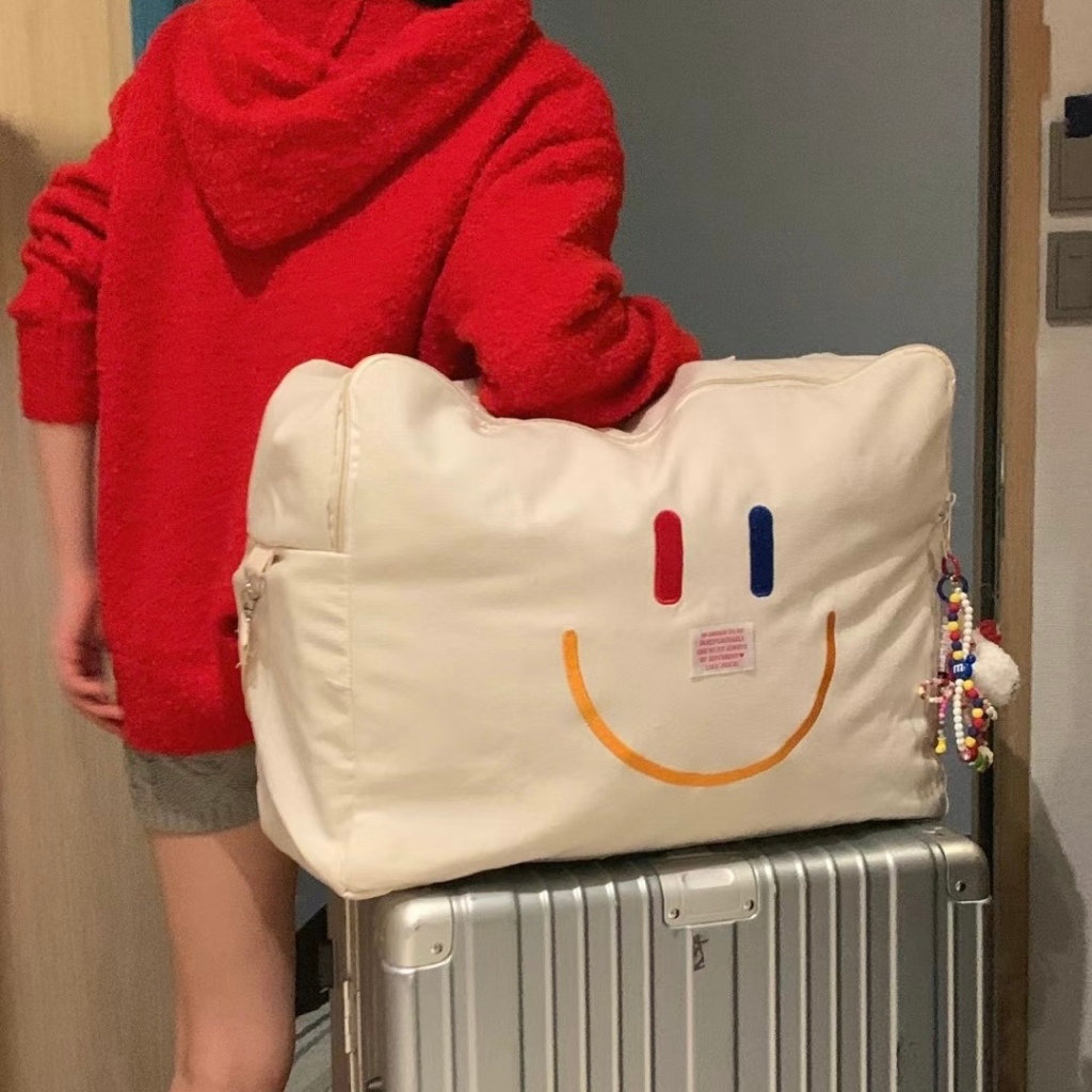 CarryMe Accs 正韓 可愛笑臉大容量帆布包 行李袋 旅行袋 旅行包