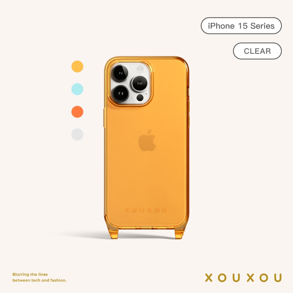 XOUXOU / CLEAR 掛繩款手機殼【iPhone 15系列】果凍色 透明款 全色系
