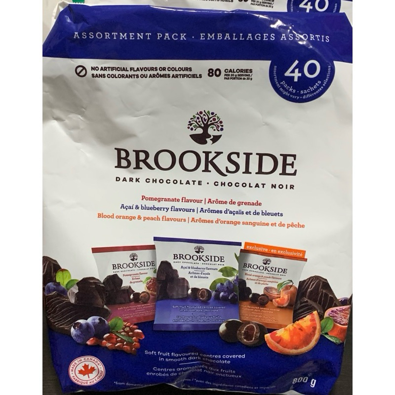 現時特價 現貨在台 加拿大Brookside石榴／藍苺／柳橙桃子巧克力(40小包）800g